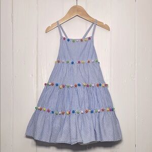 TOMMY BAHAMA EUC 100% Cotton Striped Lined Multicolor Pom Pom Dress